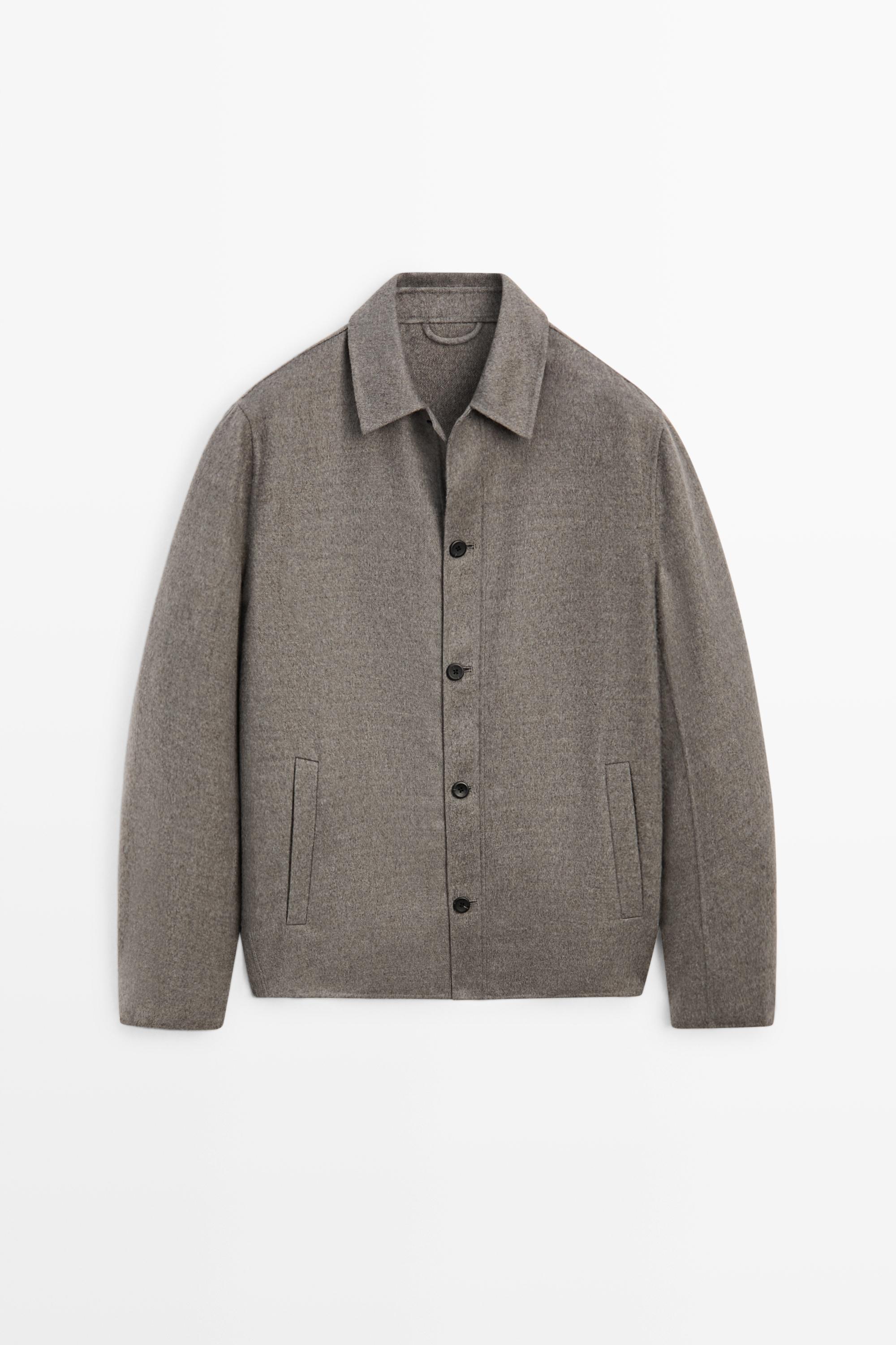 Wool blend overshirt with button detail